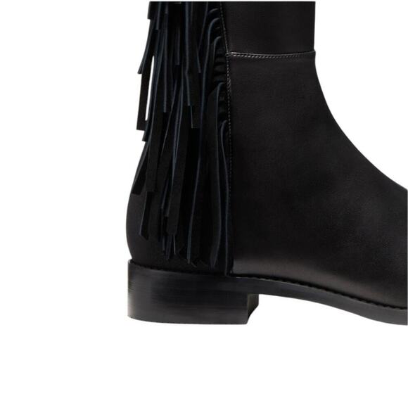 Stuart Weitzman 5050 Fringe Over The Knee Boot In Black Nappa Leather Size 7 - Picture 11 of 16